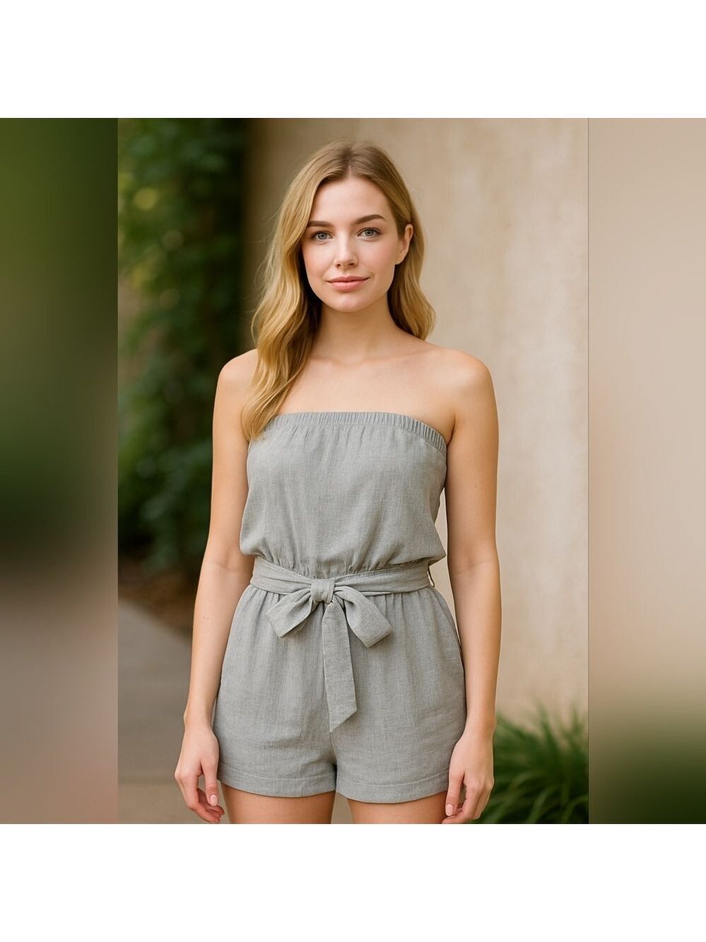 Lost + Wander Rainforest Tube Strapless Romper Size S Green